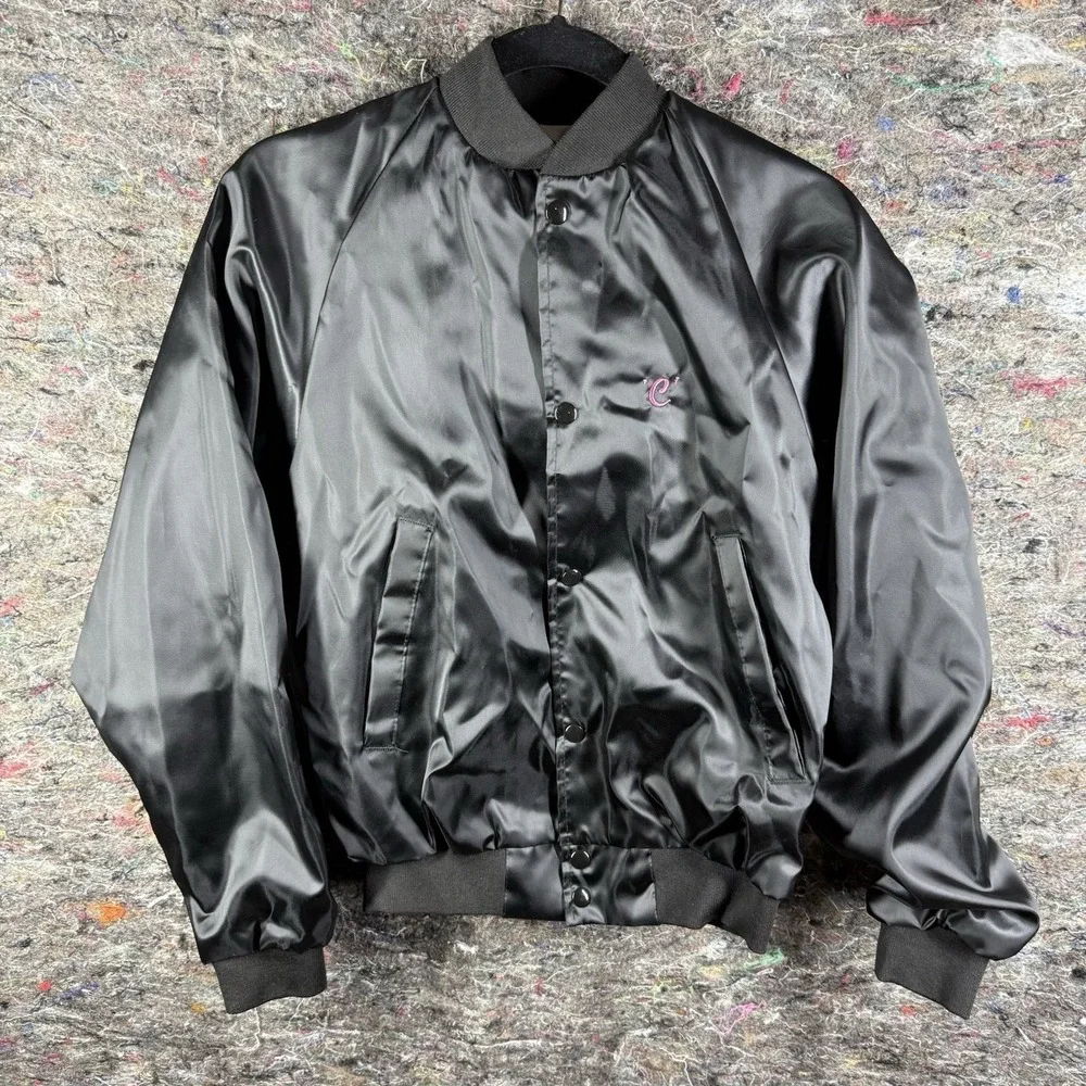 Westark Satin Jacket Mens Small Black Rick Sauceda Fan Club Bomber USA‎ Made